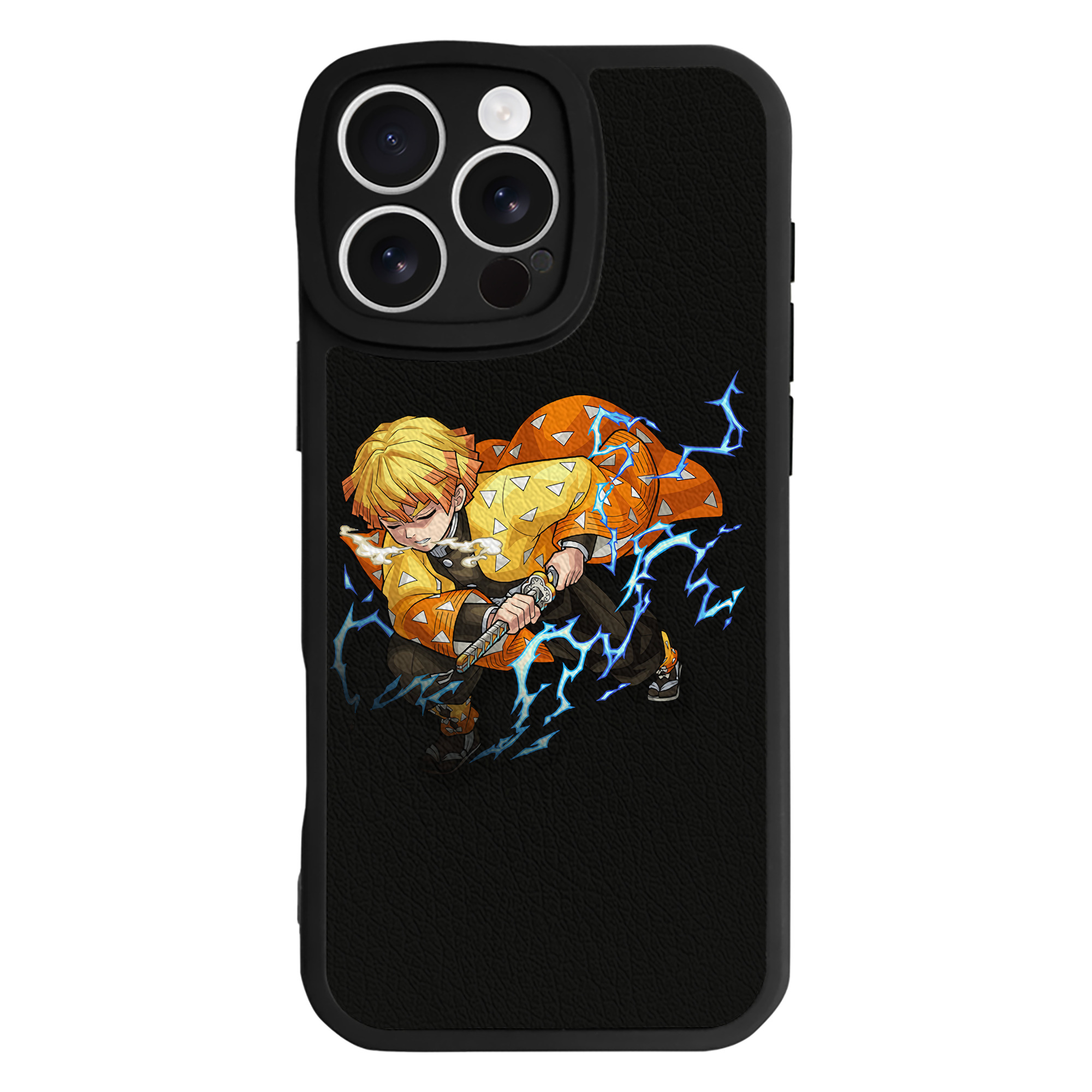 （画像用） 鬼滅の刃（きめつのやいば）我妻 善逸／あがつま ぜんいつ Agatsuma Zenitsu 【iPhone 16シリーズ対応】シリコンスマホケース（レザー調） 材質：シリコン